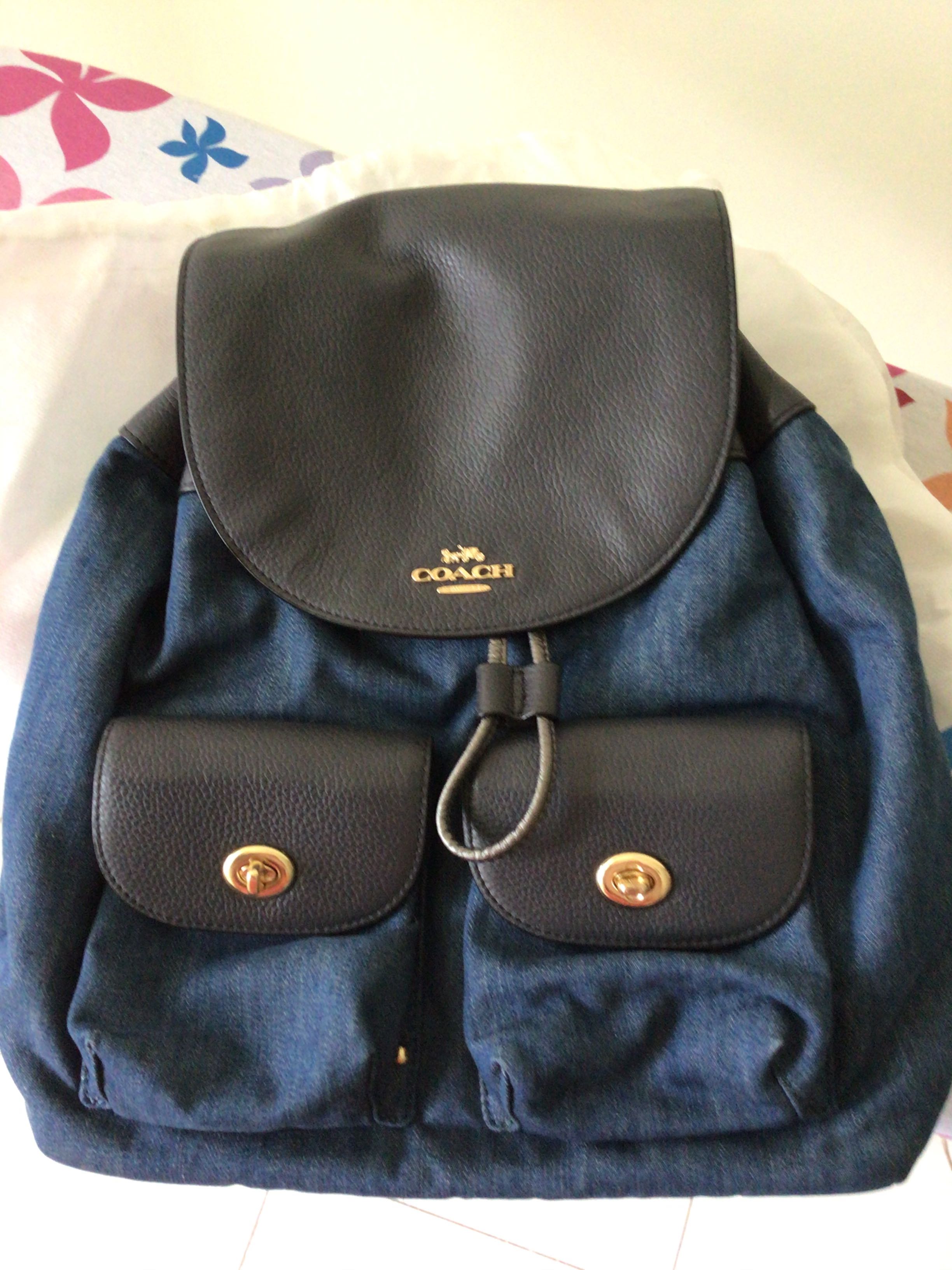 coach denim backpack