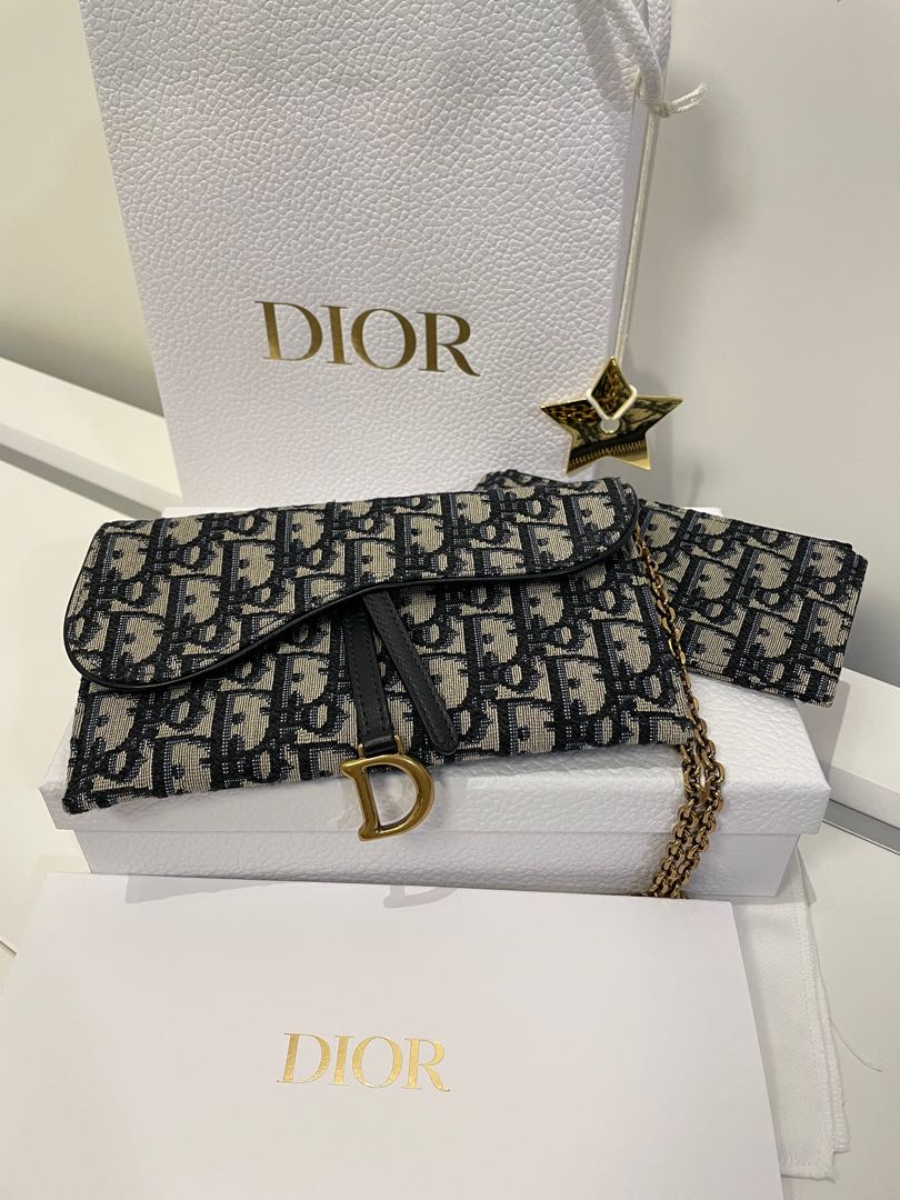 saddle bolsa blue dior oblique jacquard