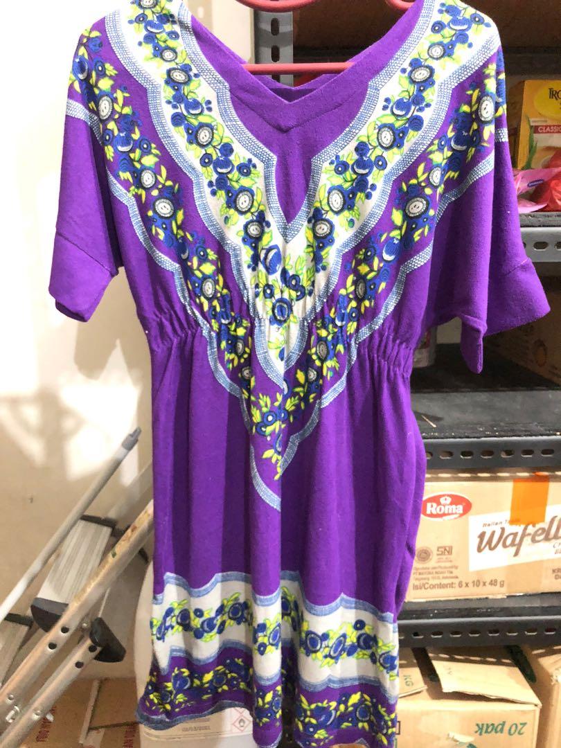 Ethnic Purple Dress, Fesyen Wanita 