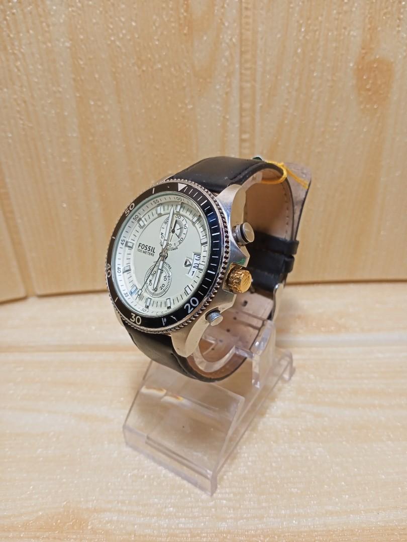 Fossil CH2943 Quartz Chronograph Movement 100m Date With Black Strap Leather, Men's Fashion