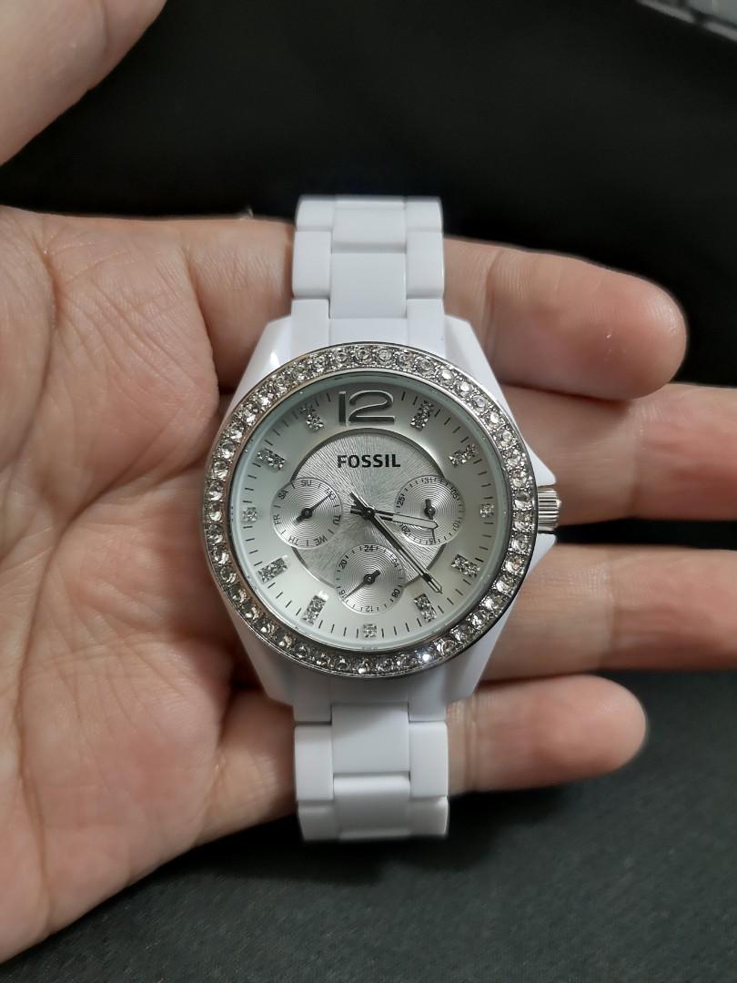 Fossil white 2025 ceramic watches ladies