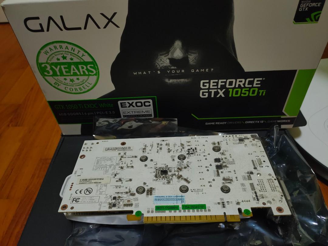 GALAX GTX 1050 Ti 4GB EXOC White 1050TI Computers Tech Parts Accessories Computer Parts on Carousell