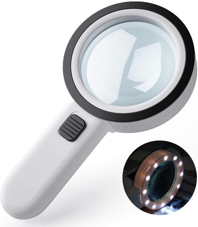 Lighted Magnifier, 10x Handheld Magnifier 12 Led Lighted, For Macular  Degeneration, Elderly Reading, Soldering, Exam, Coins, Jewelry, Exploring