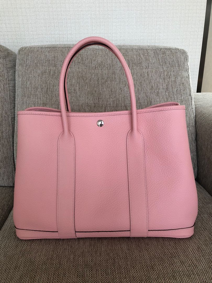 Hermes Pink Rose Sakura Leather 36 Garden Party Handbag - MAISON de LUXE