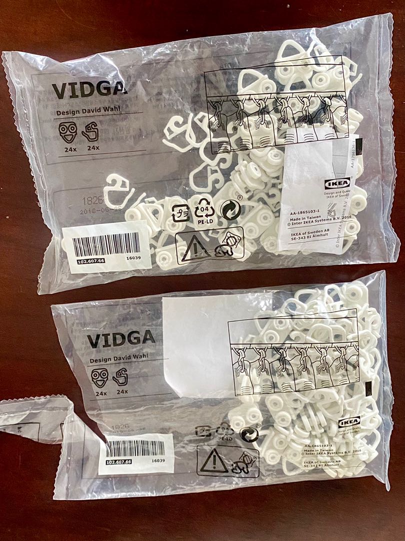 IKEA VIDGA Glider and Hook (2 packets), Furniture & Home Living, Home