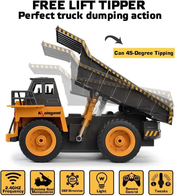 kolegend Remote Control Dump Truck RC Truck Construction Vehicle Truck Toys with Rechargeable
