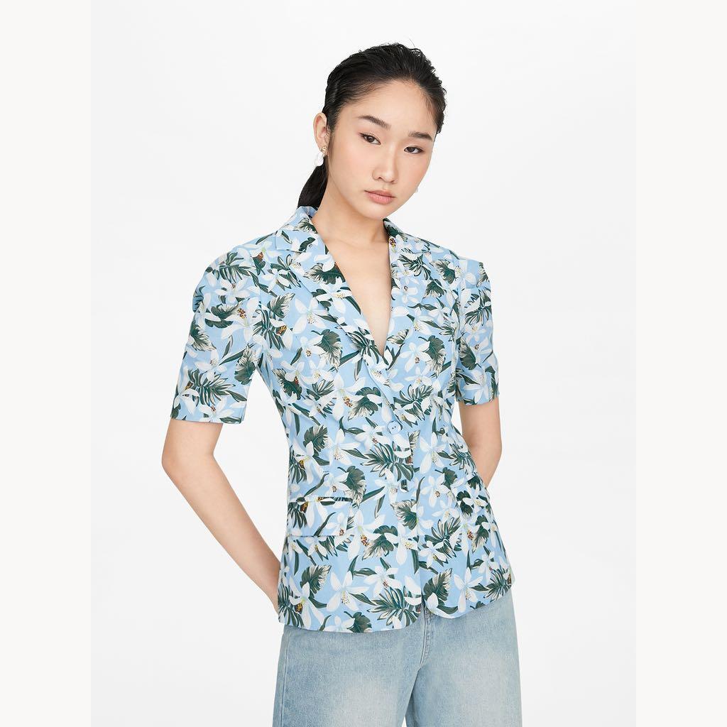 New Pomelo Floral Blazer Shirt Kemeja 