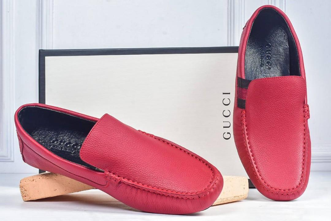 New GUCCI Loafers MEN RED Leather 