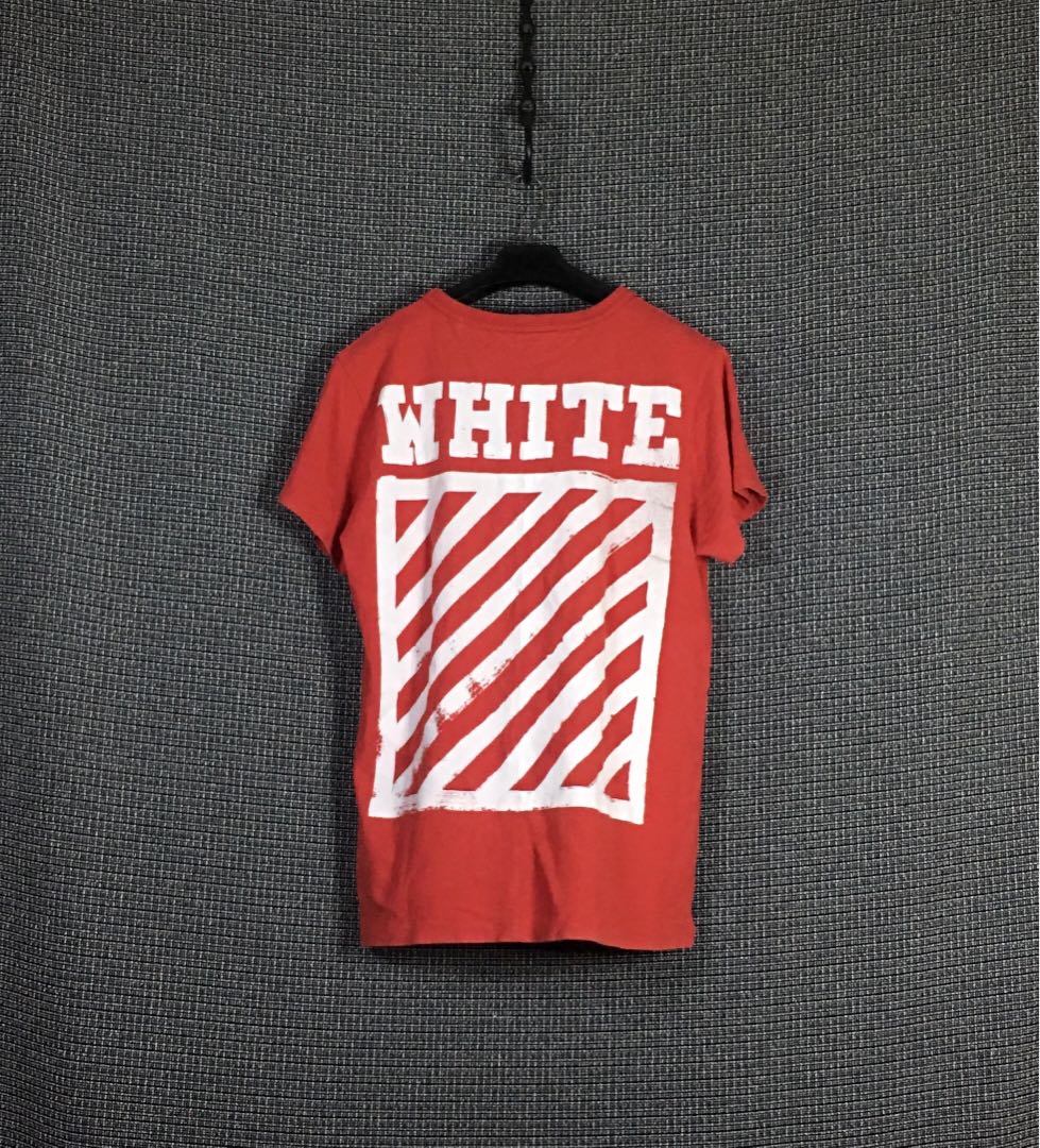 Off White Red Shirt, Men's Fashion, & Sets, Tshirts Polo Shirts on Carousell
