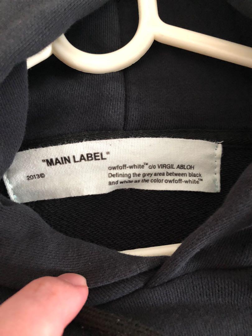 Off white deals hoodie label