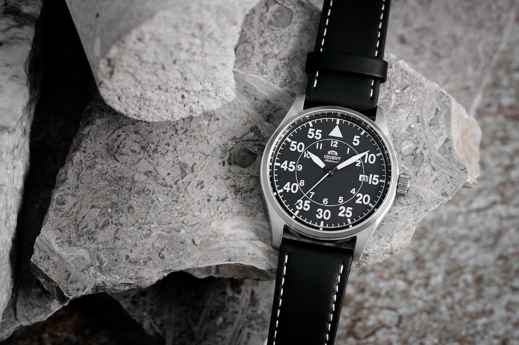 Orient Flight RA-AC0H03B10B Black Automatic Self-Winding Leather Analog ...