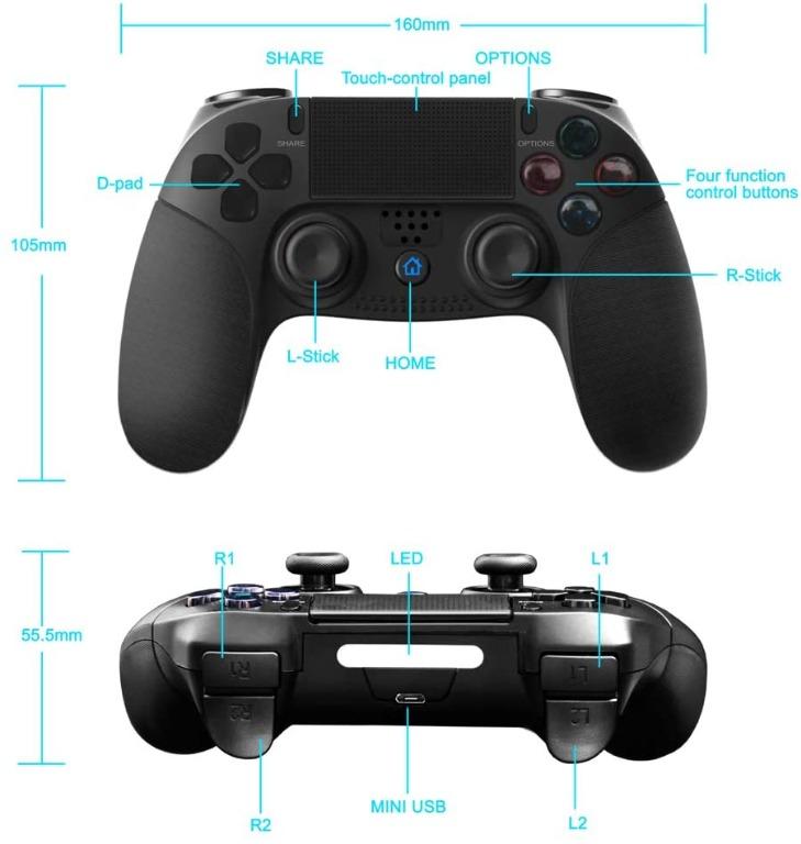 P4 Wireless Controller, Bluetooth Joystick Game Controller with