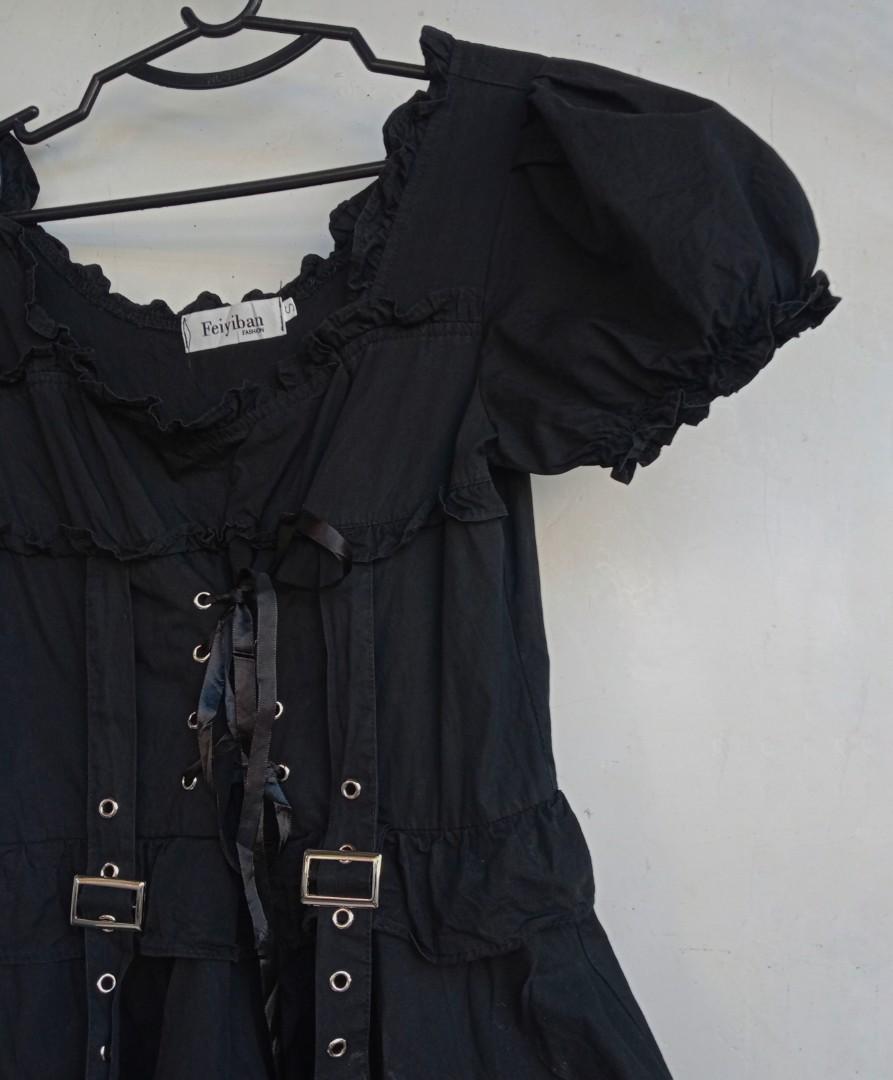 Details about   Gothic lolita punk black Satin dress Tailor-made 4,, 