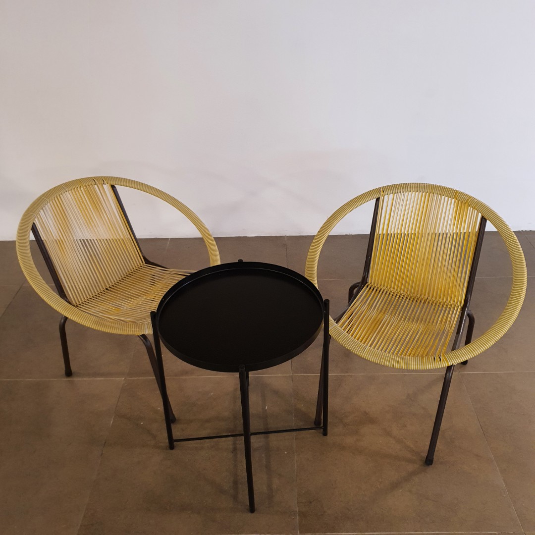 Retro chair. Old skool chair. Old school. Unique. String chair. Yellow ...