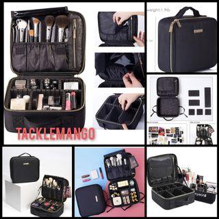 ROWNYEON Makeup Travel Bag Professional Cosmetic Makeup Organizer Case Makeup Train Case Makeup Artist Bag Portable Cosmetic Bag Gift for Women with EVA Adjustable Dividers Small Black