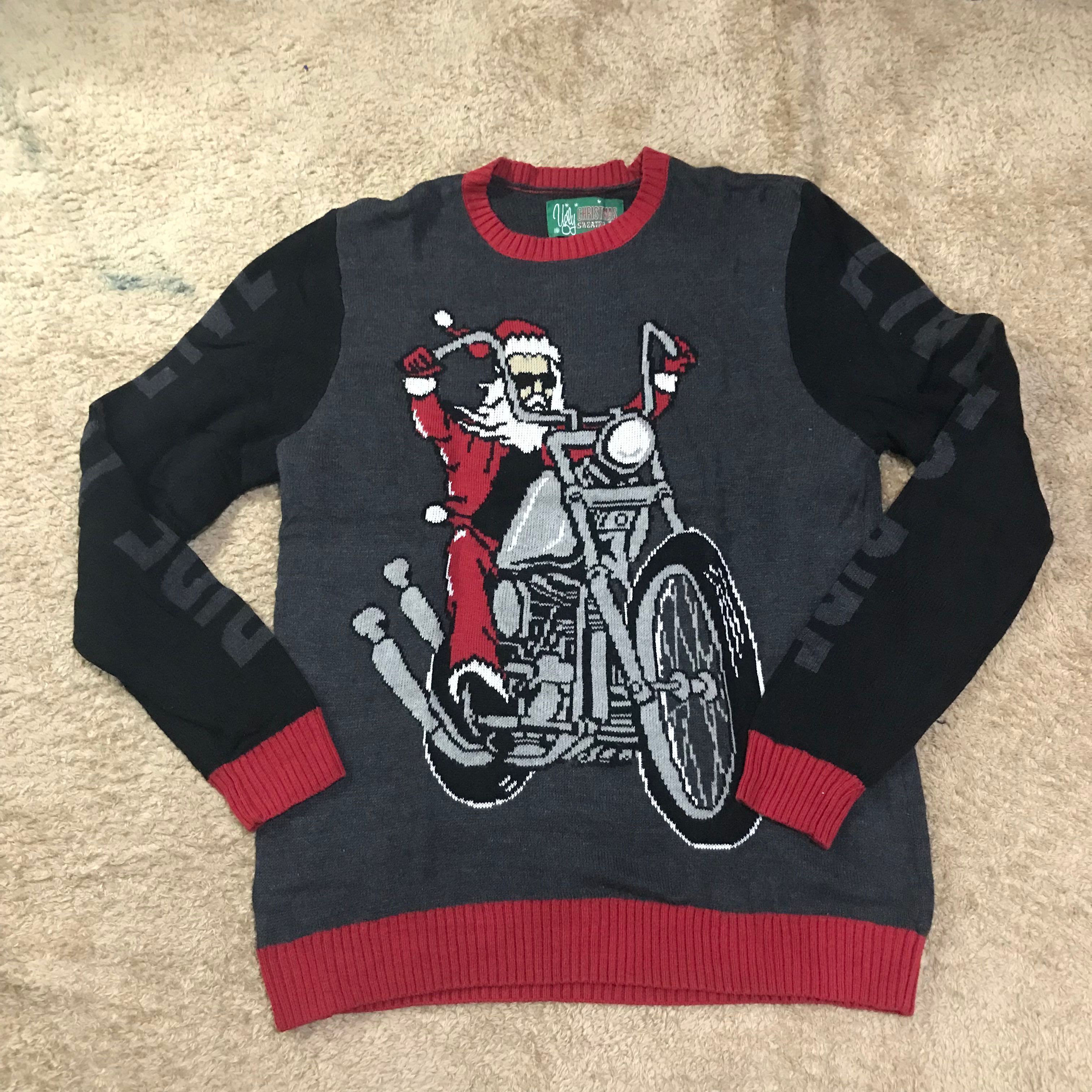 Santa Claus Harley Davidson like Motorcycle Christmas Sweater