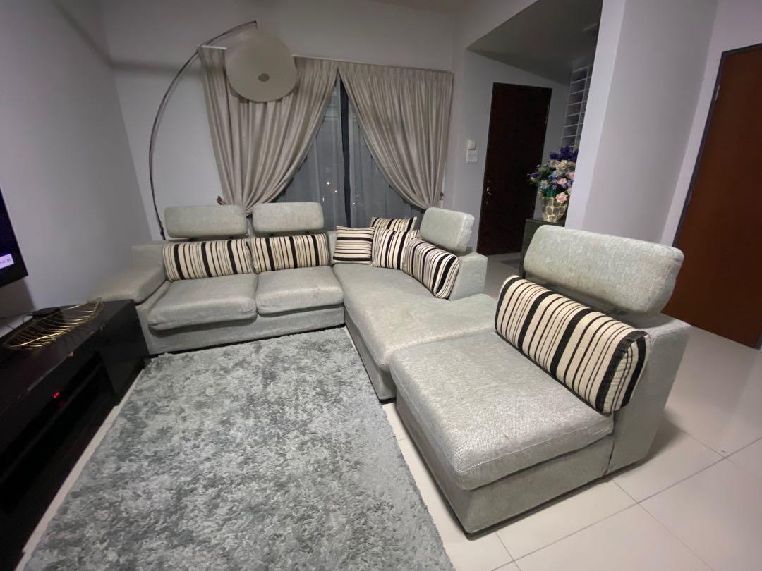 Sofa L shape Untuk dijual, Furniture & Home Living, Furniture, Sofas on