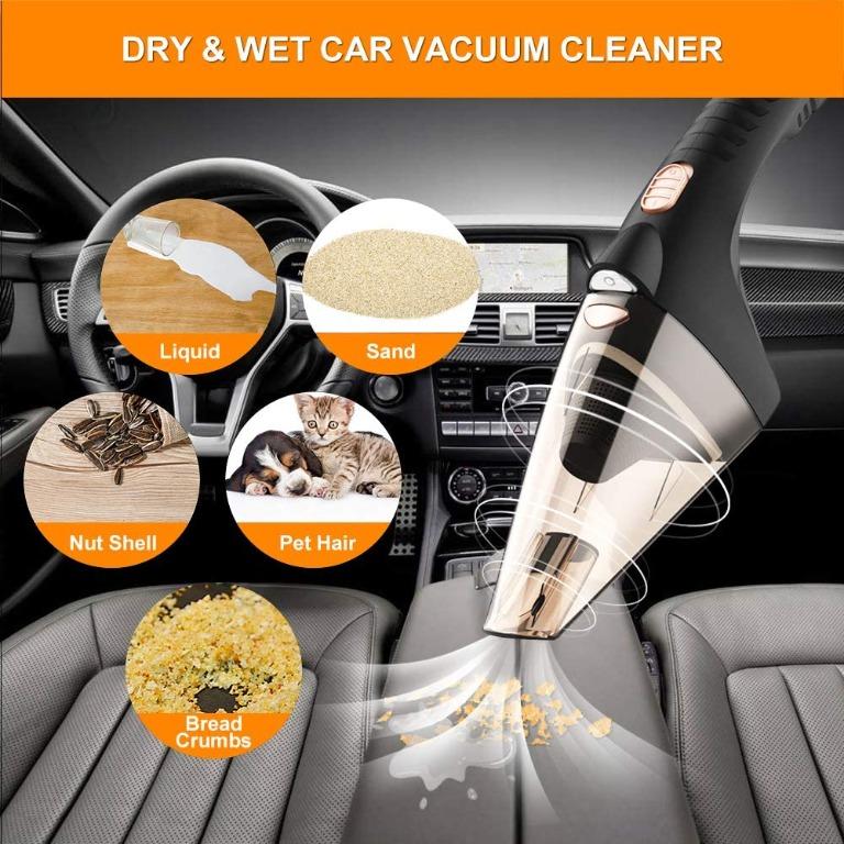 SONRU Car Vacuum Cleaner, DC 12V 106W Wet/Dry 4.0KPA Suction Powerful Handheld  Vacuum Cleaner with HEPA Filters, Brush, Soft Tube, Hard Hose, LED Light,  Carry Bag, TV  Home Appliances, Vacuum