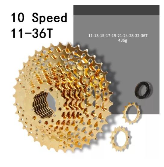 10* SUNSHINE MTB Bicycle 10 Speeds 11-36T Cassettes Mountain Bike Cassette Gold