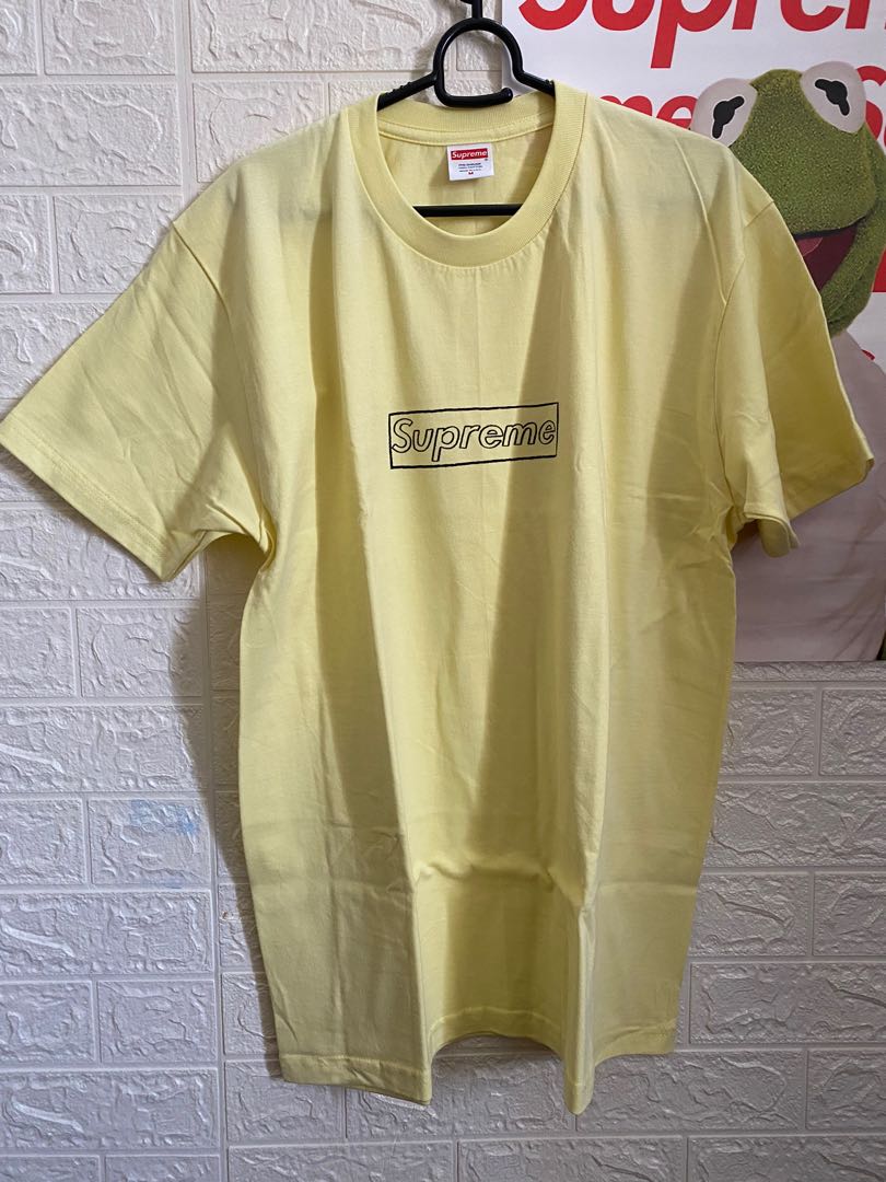 Supreme Kaws Chalk Box Logo Yellow, Men's Fashion, Tops & Sets