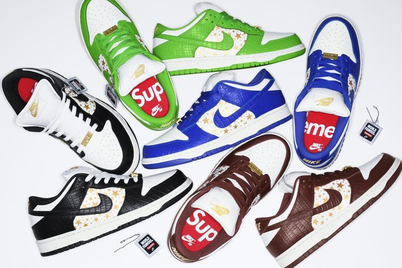 Supreme Nike SB Dunk Low OG QS 黑聯名滑板潮流街頭限量滿天星鱷魚紋