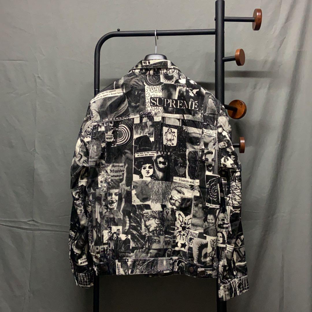 Supreme Vibrations Corduroy Trucker Jacket SS18 細燈芯絨美式黑白