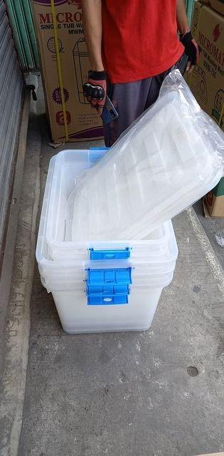 102L/60L storage boxes BIG clear/transparent white (Category: Storage Boxes & Baskets) located in Quezon City. Submitted by uno_store (Listing ID 1126750380, Image 2). Description: 102L/60L storage boxes BIG clear/transparent white 3 boxes 102L and 2 boxes 60L SOLD SOLD SOLD! thank you po maam RP! available in white boxes sizes 60 liters white P 445/box 102 liters white P 545/box 163 liters white P 645/box 205 liters white P 775/box dimension: 60