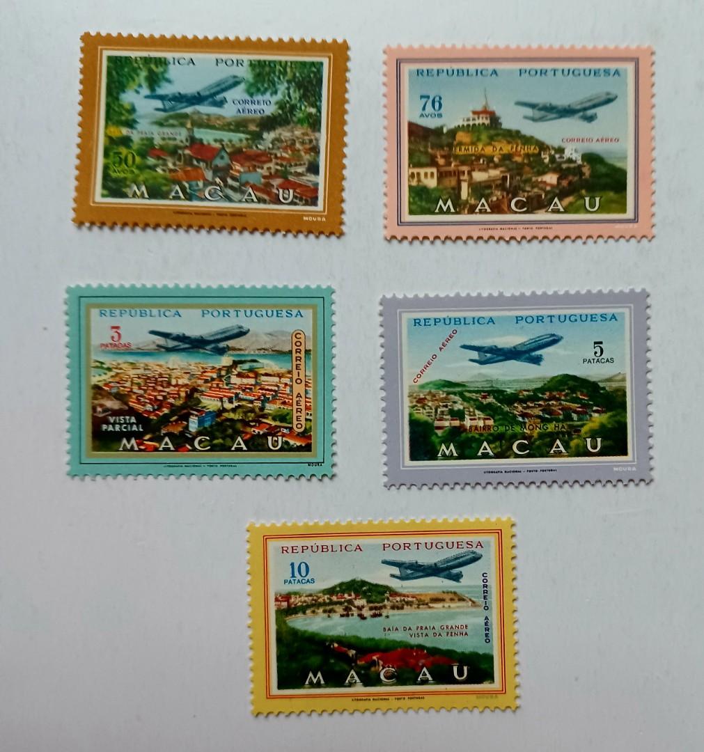 澳門「風景」航空郵票一套（1960年），新票有黃, 興趣及遊戲, 收藏品及紀念品, 郵票及印刷品- Carousell