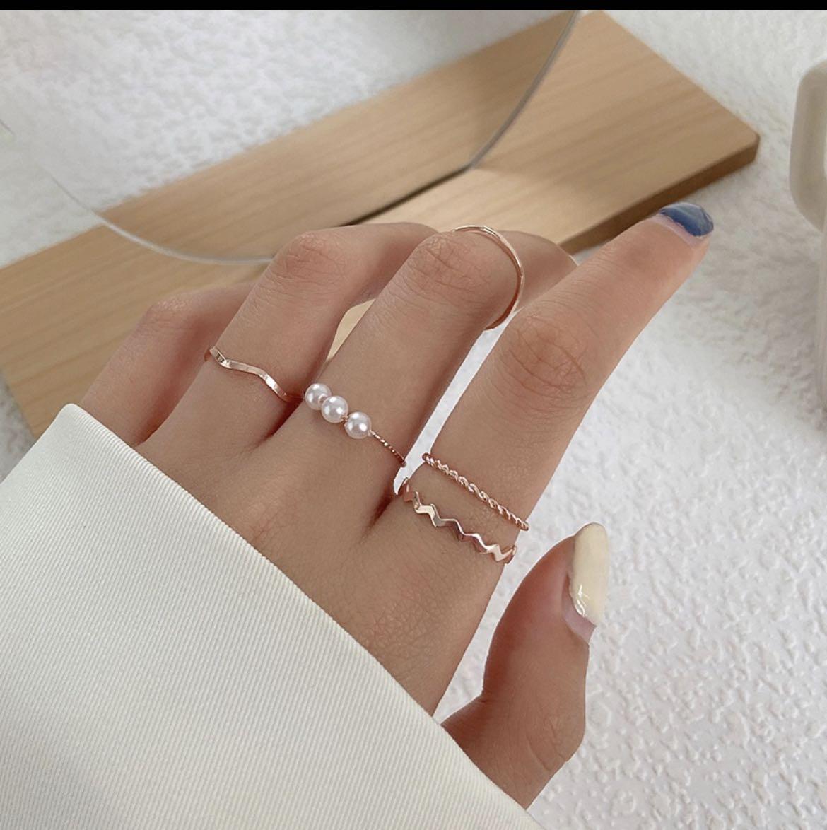 Jewelry Rings Finger Trendy Index Ring Adjustable Plain Three-Piece Suit Female  Ring Opening Combination Fashion Rings Accessories for Women - Walmart.com