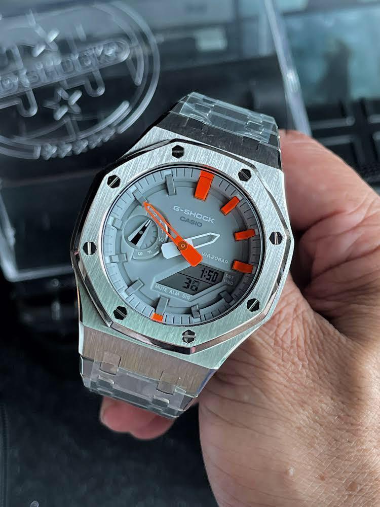 🎄🎄AUTHENTIC CASIOAK GA-2110ET-8 IN FULL STAINLESS STEEL BEZEL