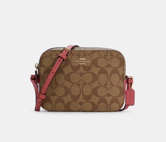 mini camera bolsa in signature canvas coach