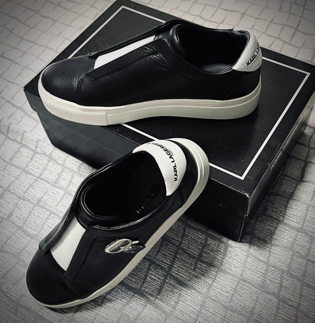 Karl Lagerfeld Paris | Women's Ceci Slip on Sneakers | Bright White/Black | Size 11