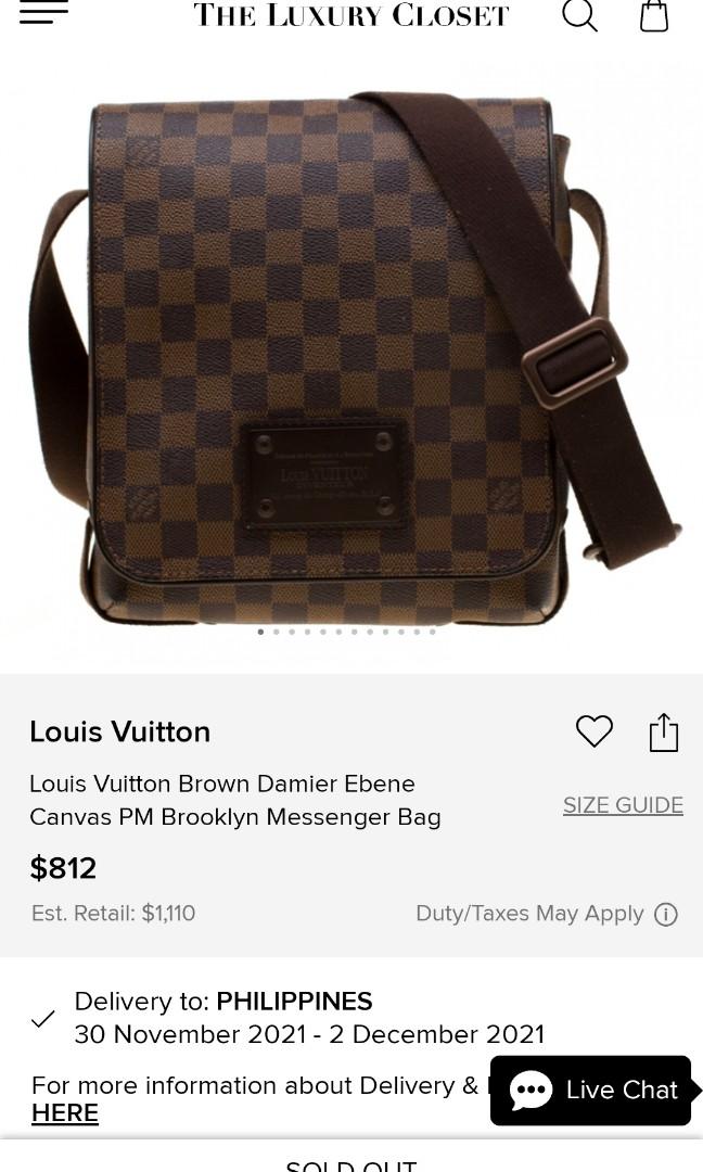 Auth Louis Vuitton Damier Brooklyn MM Shoulder Cross Body Bag N51211 LV  1039E