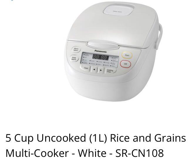 Panasonic 5-Cup Uncooked Rice and Grains Multi-Cooker, White (SR-CN108)