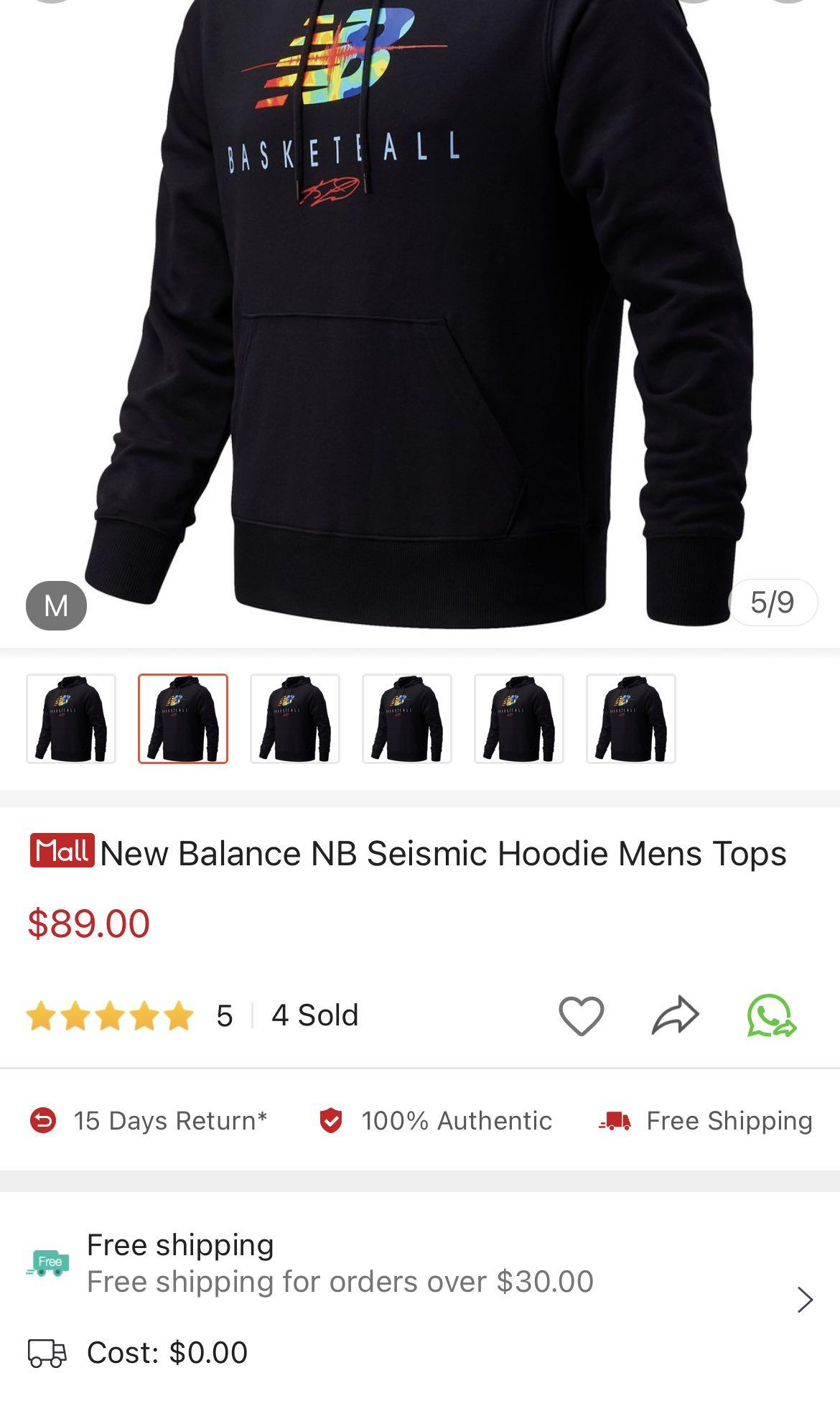BNIB New Balance NB Basketball Seismic Hoodie Mens Top