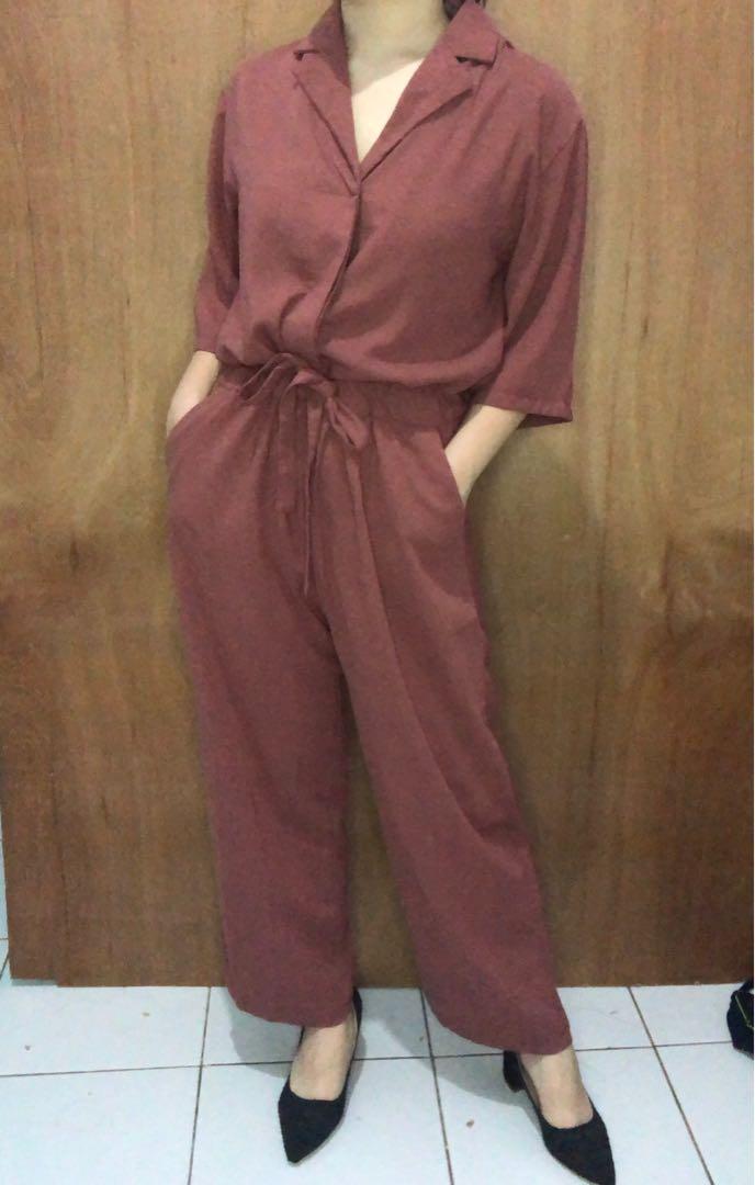 Brown Jumpsuit, Fesyen Wanita, Pakaian 