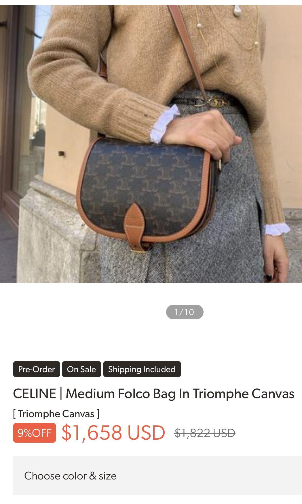 Blackpink Lisa Celine Folco Triomphe Crossbody, Women's Fashion