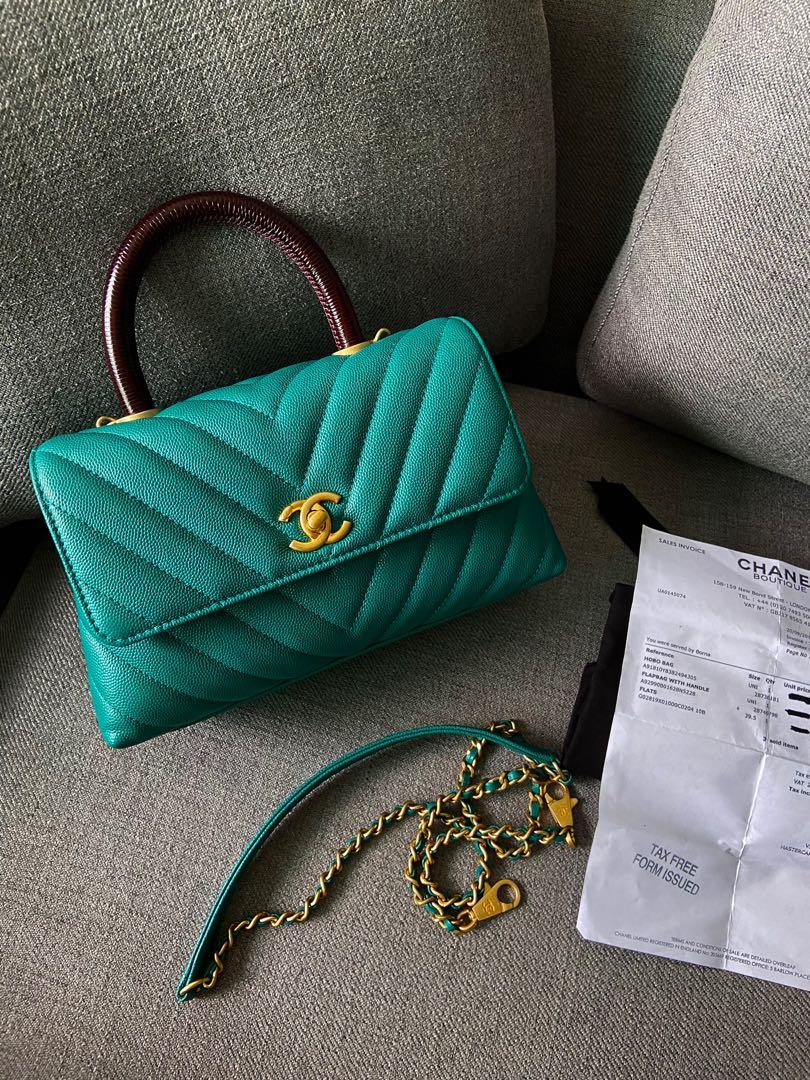 Chanel coco handle small turquoise caviar, Luxury, Bags & Wallets on  Carousell