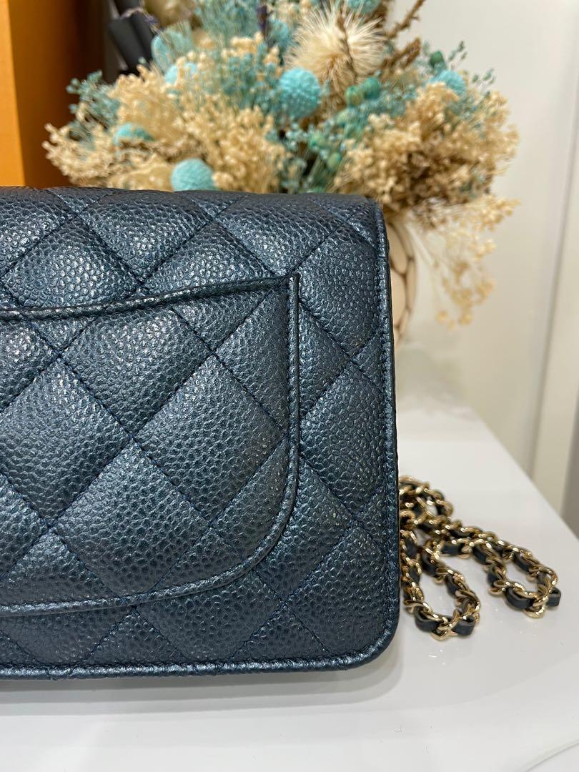 Chanel WOC 18S Iridescent Blue Caviar Ghw Bag