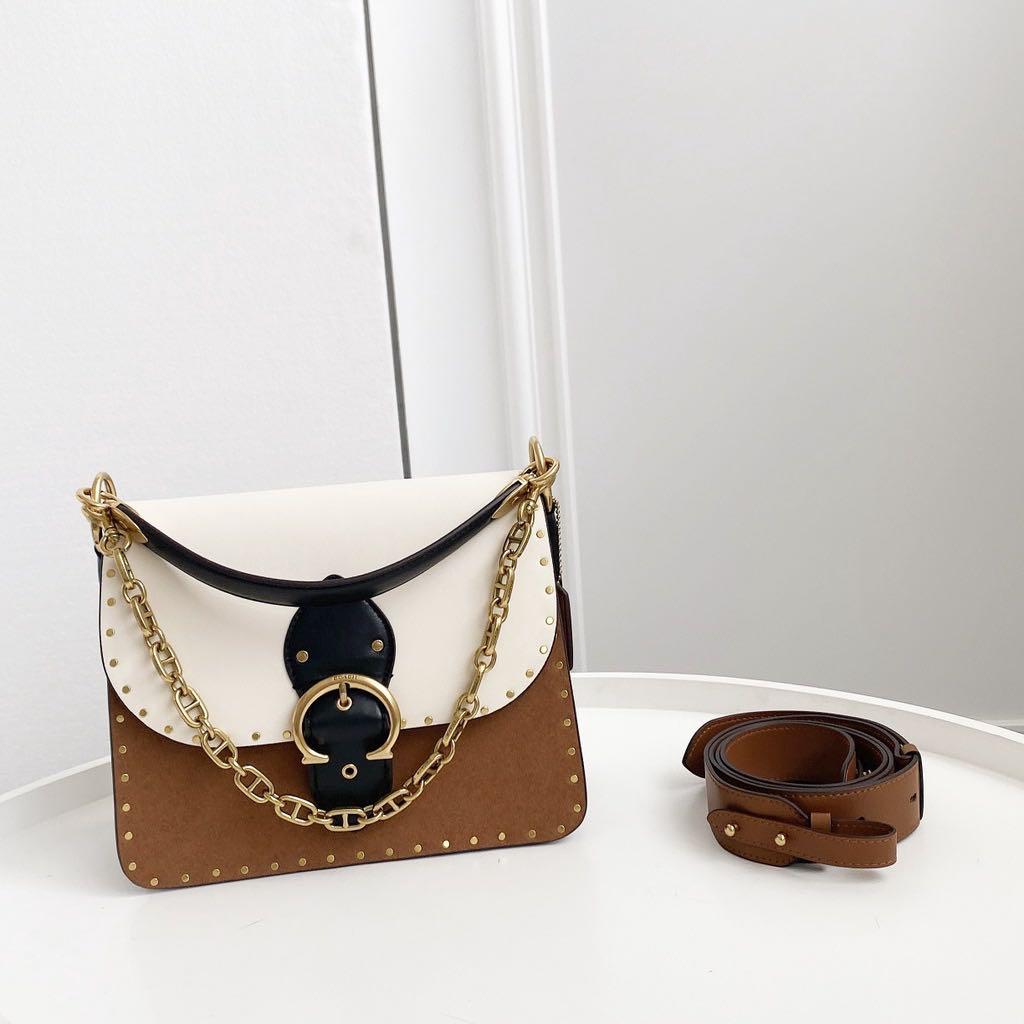 coach beat shoulder bag in colorblock with rivets
