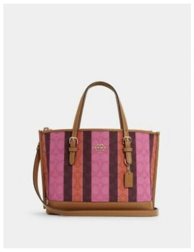 coach mollie tote in signature jacquard with stripes