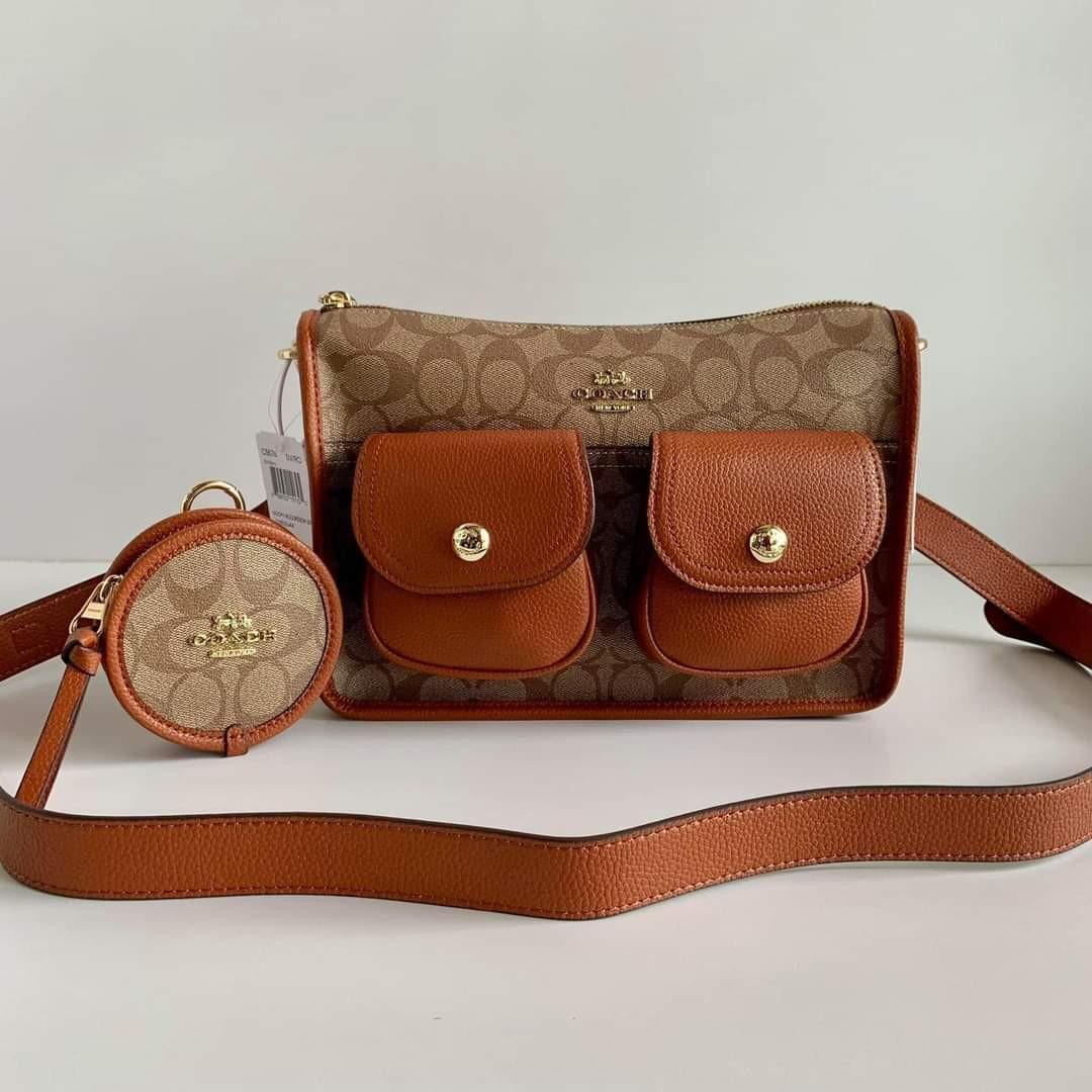 Coach Outlet Pennie Crossbody With Coin Case In Signature Canvas in Brown