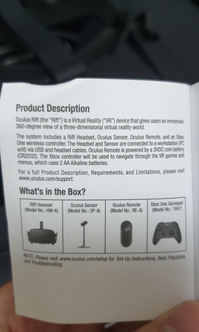 Complete Oculus Rift (Category: Virtual Reality) located in Quezon City. Submitted by itemsforadoption (Listing ID 1126858042, Image 2). Description: Rfs: The pandemic is still on going even after a year. And I'm decluttering a lot of my purchases. Been impulse buying a lot. Dive deep into the depths of VR! And take your first few steps into the world of virtual reality Comeplete set for the Oculus Rift, all you need is right here. Has an instruc