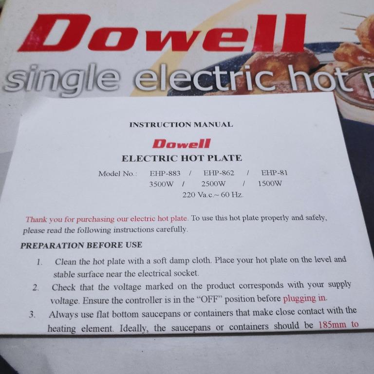 DOWELL EHP81 Single Electric Hot Plate Stove, TV & Home Appliances, Kitchen Appliances, Cookers