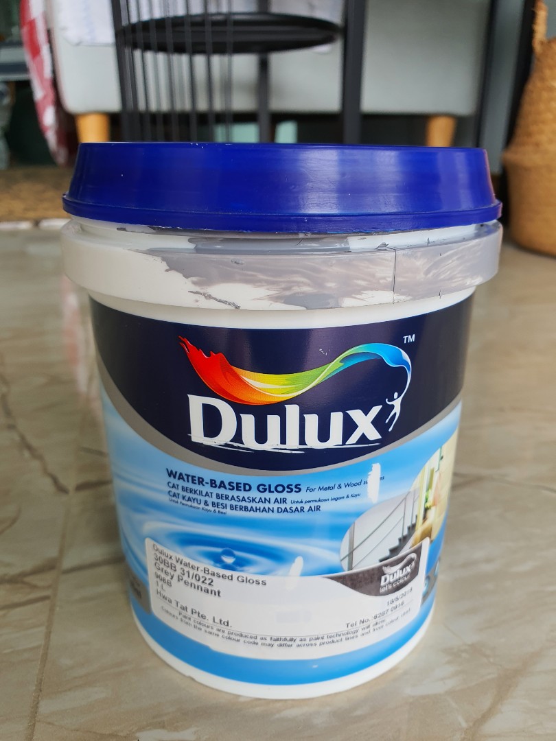 Dulux waterbased paint for wood and metal, grey color, Furniture & Home