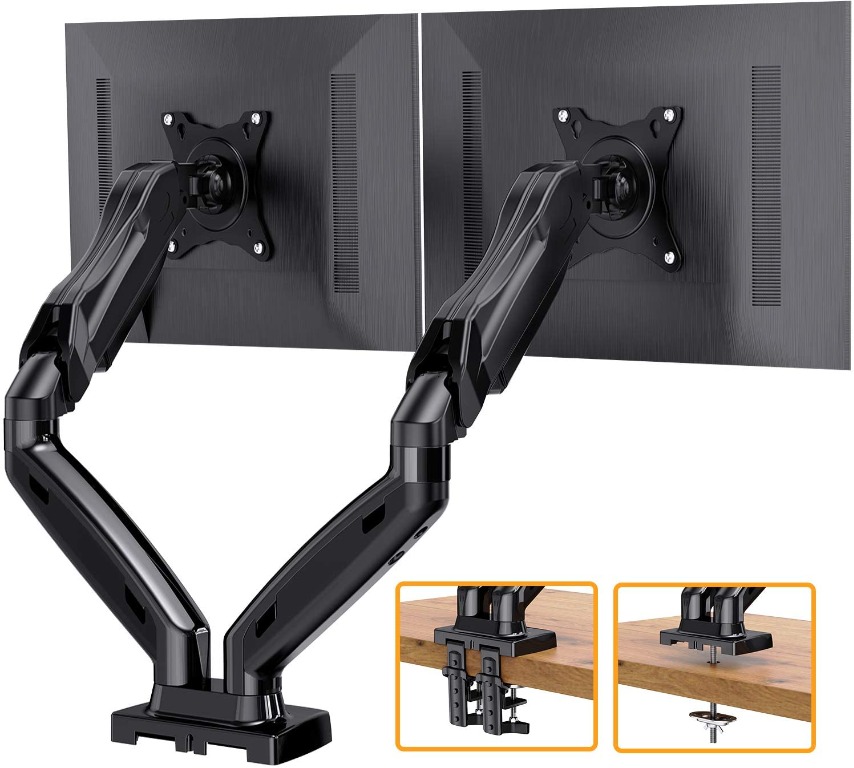 ErGear Dual Arm Monitor Desk Mount Stand, Adjustable Gas Spring, Swivel