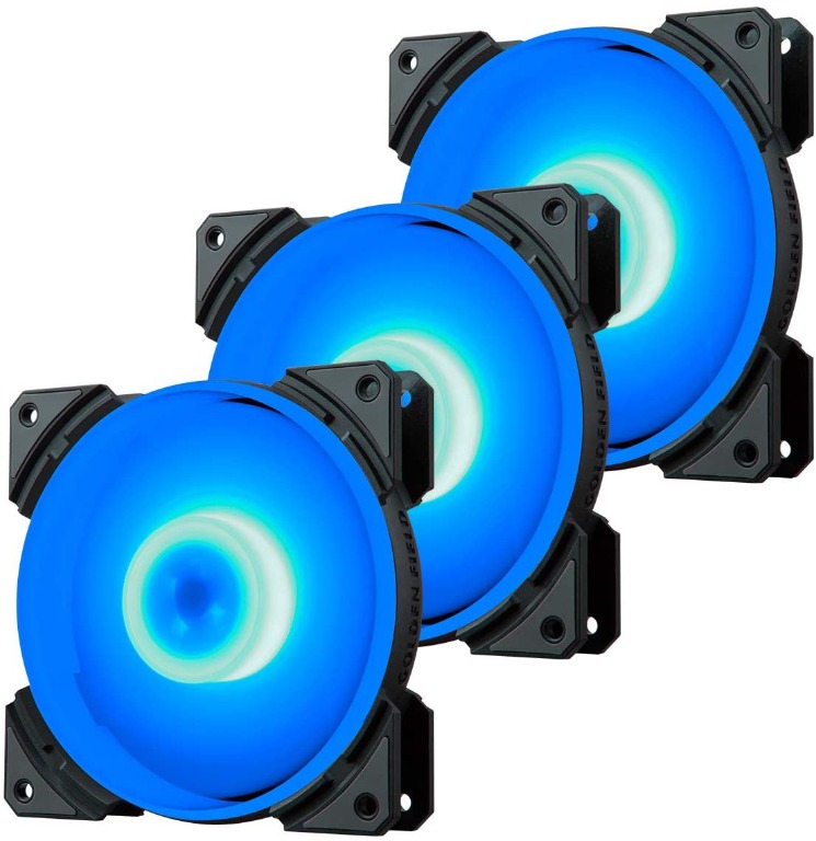 GOLDEN FIELD MH Blue PC Case Fan 120mm Silent LED RGB Cooling Fan for ...