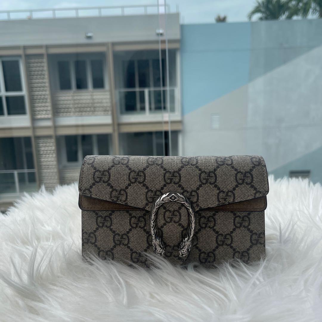 GUCCI Dionysus super mini printed coated-canvas and suede shoulder