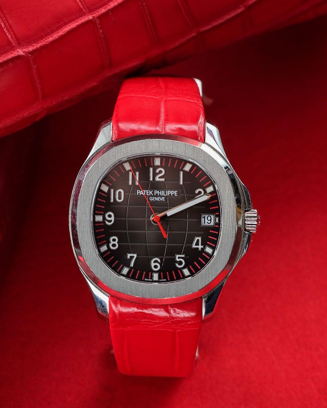 Handmade Handstitched Watch Strap In Red Alligator Leather For Client s Patek Philippe Aquanaut 5167 Watch