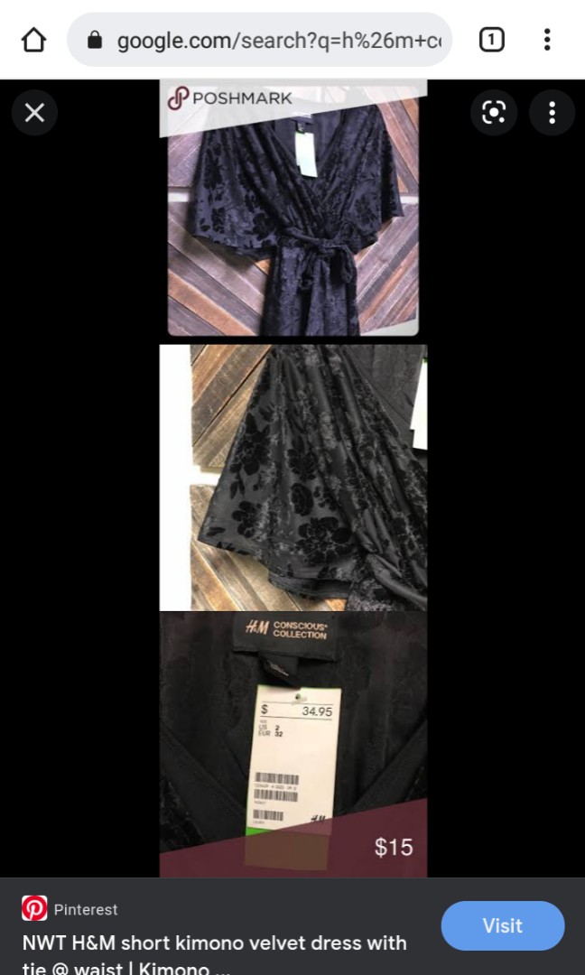 H and m sale black velvet dress